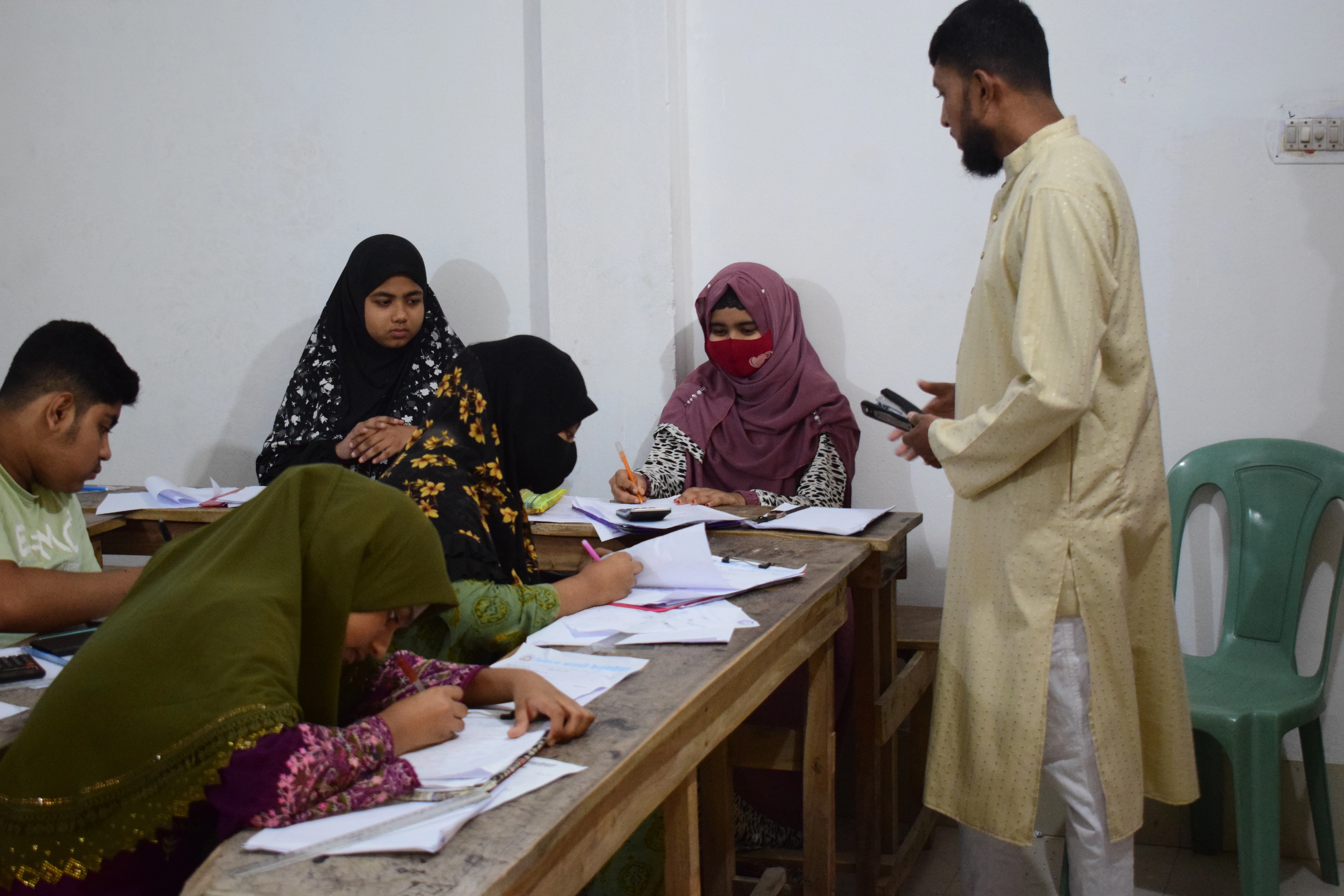 Students studying in a classroom